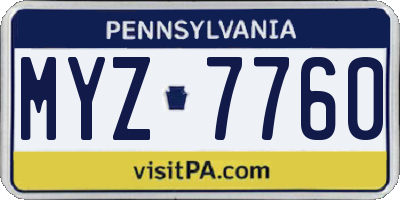 PA license plate MYZ7760