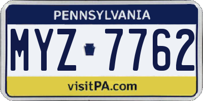 PA license plate MYZ7762