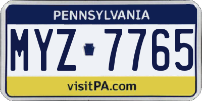 PA license plate MYZ7765
