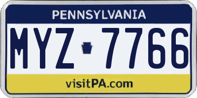 PA license plate MYZ7766