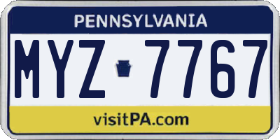 PA license plate MYZ7767