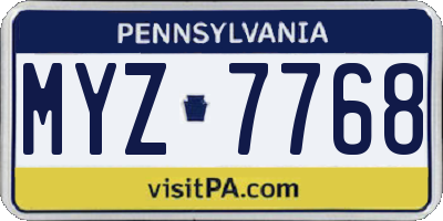 PA license plate MYZ7768
