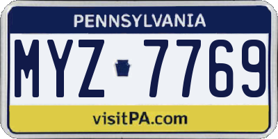 PA license plate MYZ7769