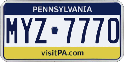 PA license plate MYZ7770