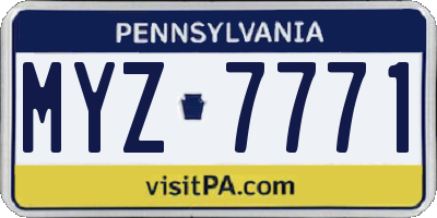 PA license plate MYZ7771