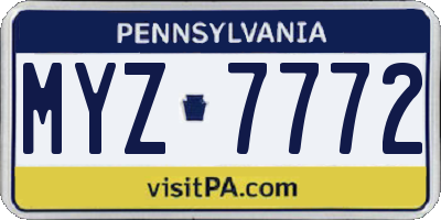 PA license plate MYZ7772