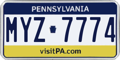 PA license plate MYZ7774