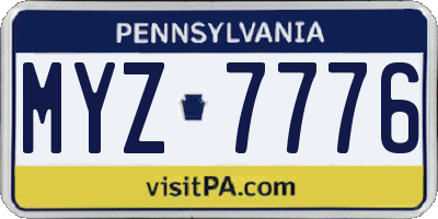 PA license plate MYZ7776