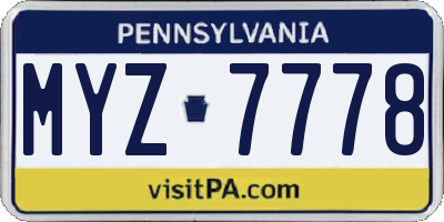 PA license plate MYZ7778