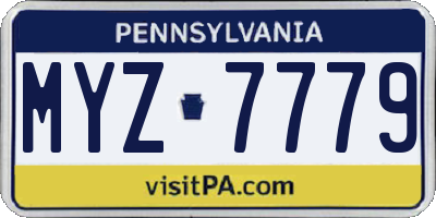 PA license plate MYZ7779