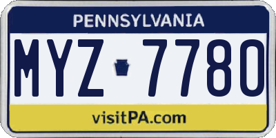 PA license plate MYZ7780