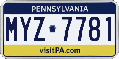 PA license plate MYZ7781