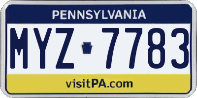 PA license plate MYZ7783