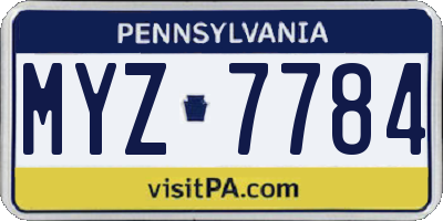 PA license plate MYZ7784