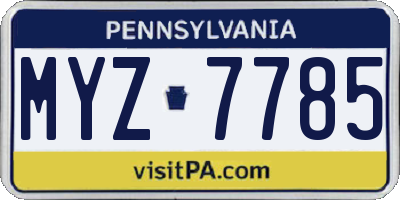 PA license plate MYZ7785