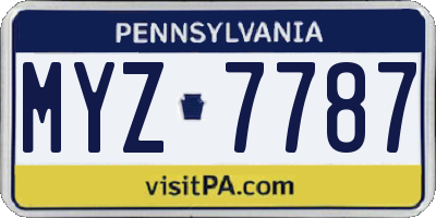 PA license plate MYZ7787