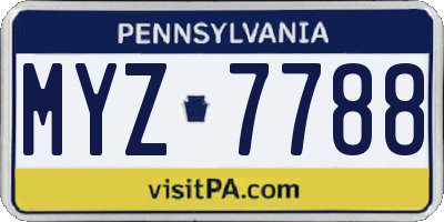 PA license plate MYZ7788