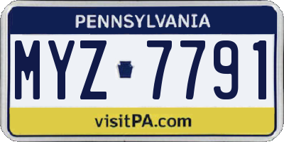 PA license plate MYZ7791