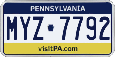 PA license plate MYZ7792