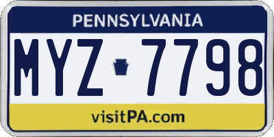 PA license plate MYZ7798
