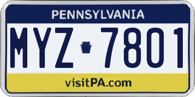 PA license plate MYZ7801
