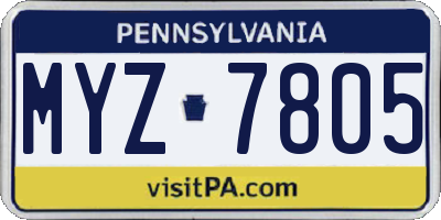 PA license plate MYZ7805