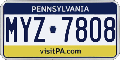 PA license plate MYZ7808