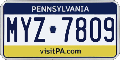 PA license plate MYZ7809