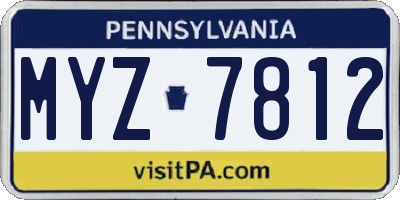 PA license plate MYZ7812
