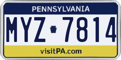 PA license plate MYZ7814