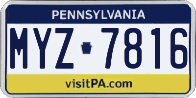 PA license plate MYZ7816