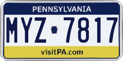 PA license plate MYZ7817