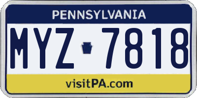 PA license plate MYZ7818