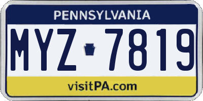 PA license plate MYZ7819