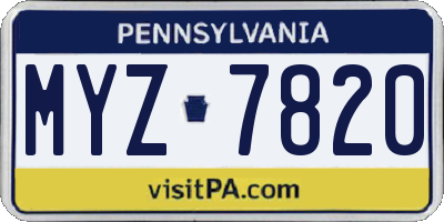 PA license plate MYZ7820