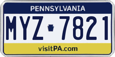 PA license plate MYZ7821