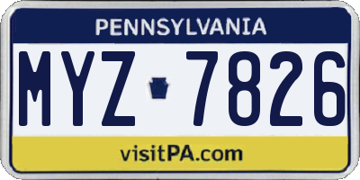 PA license plate MYZ7826