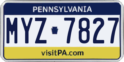 PA license plate MYZ7827