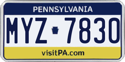 PA license plate MYZ7830