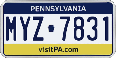 PA license plate MYZ7831