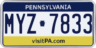 PA license plate MYZ7833