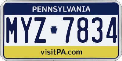 PA license plate MYZ7834