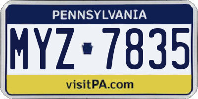 PA license plate MYZ7835