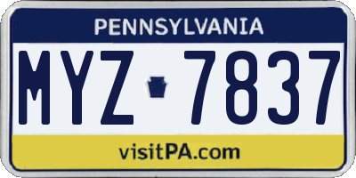 PA license plate MYZ7837