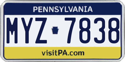 PA license plate MYZ7838