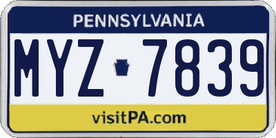 PA license plate MYZ7839