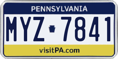 PA license plate MYZ7841