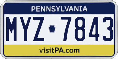 PA license plate MYZ7843