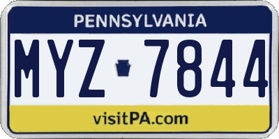 PA license plate MYZ7844
