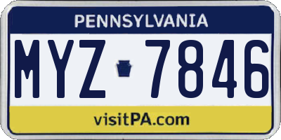PA license plate MYZ7846